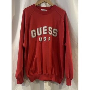 Guess Jeans USA Sweatshirt Size L Crewneck Embroidered Vintage Spell Out‎ Logo
